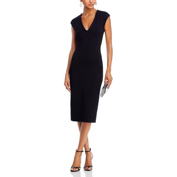 Aqua Womens Below knee Cap Sleeve Midi Dress - Image 2