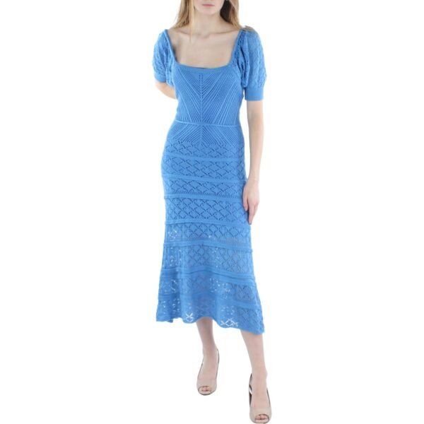 Aqua Womens Crochet Ruffled Midi Dress - Image 2